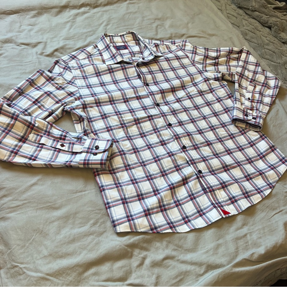 Untuckit Mens Shirt Button-up Long‎ Sleeve Wrinkle Free Plaid Size Large